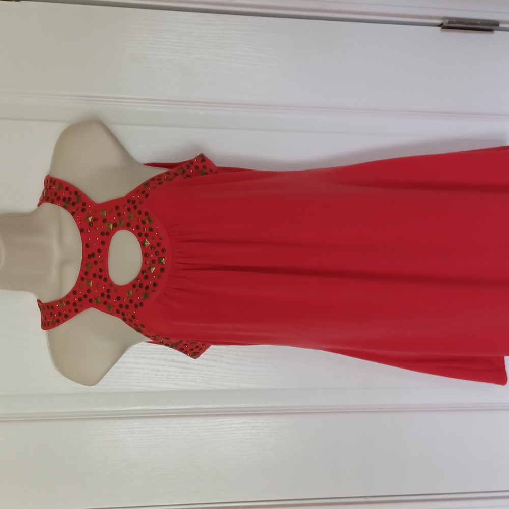 CACHE' Sleeveless Studded Mini Dress Red Size Small